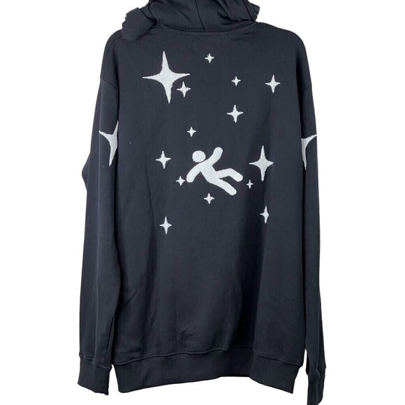 Vendetta Studios Hoodie Embroidered Black W/Patchwork Stars On Back NWOT XL - Picture 1 of 7